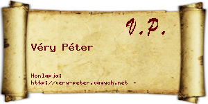 Véry Péter névjegykártya